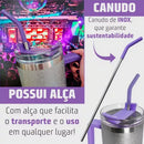 Copo térmico Brilho Glitter de aço inoxidável 1200ML com tampa e canudo de aço inoxidável