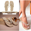 Chinelo Brilho Bico Quadrado Feminina Dia a Dia Elegante Macio - Oferta