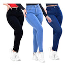 Kit 3 Calça Jeans Feminina Siknny  Cintura Alta