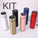 Kit Garrafa Térmica Em Aço Inox Com Termômetro Digital 500ml Com Visor de LED