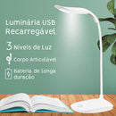 Luminária Articulável de Mesa Led Touch Abajur Cama Recarregável